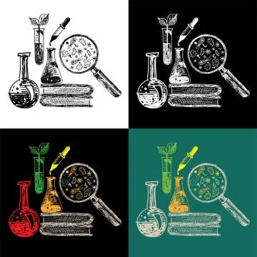 Educational and laboratory equipment composition Illustrazione stock