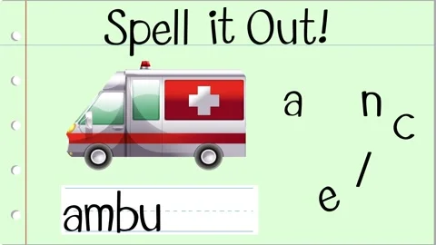 Educational Animation, Ambulance Spell It Out Alphabet, 2D Learning Video Stock Footage 325335318