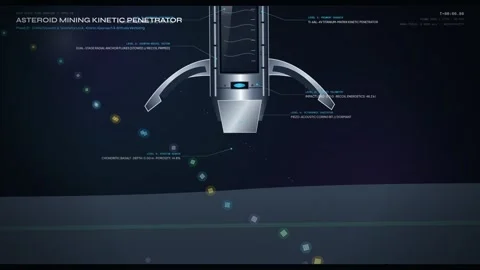 Educational Animation Of Asteroid Mining Kinetic Penetrator Drill Schematics Stock Footage 347183478