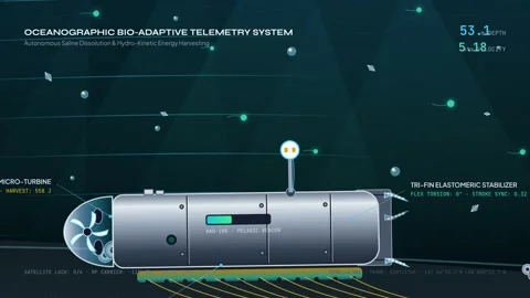 Educational Animation Of Bio-Adaptive Ocean Telemetry Tag Video stock 347183318