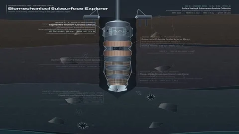 Educational Animation Of A Biomechanical Subsurface Explorer Probe UI 库存影片 347206557