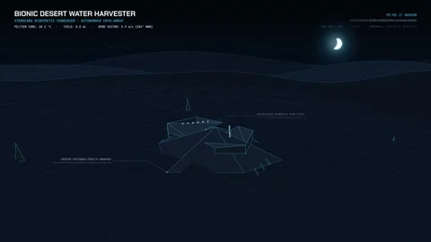 Educational Animation Of Bionic Desert Water Harvester HUD Interface Video stock 347183270