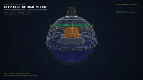 Educational animation of a deep core optical module for neutrino detection 스톡 동영상 347182359