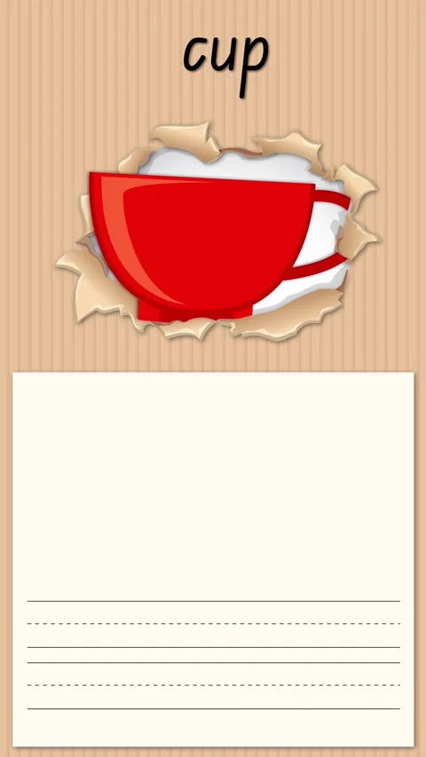 Educational Animation for Letter C with Red Cup and Handwriting Practice Stock Footage 336520616