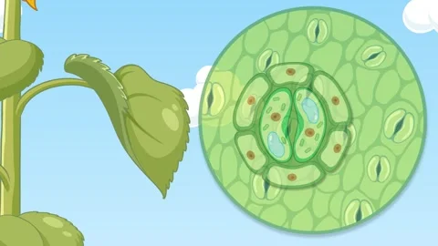 Educational animation of sunflower plant structure and stomata function in .. Stock Footage 333039564