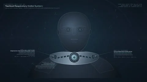 Educational Animation Of A Tactical Respiratory Collar System UI Display Vidéo 347206653