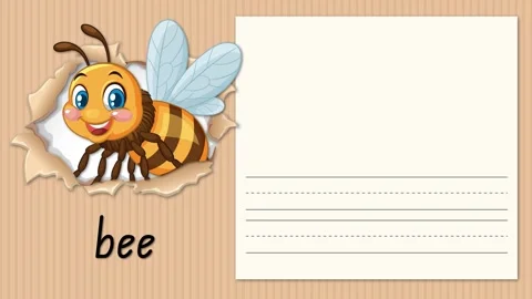Educational Animation Teaching the Letter B with a Cartoon Bee Character Stock Footage 329085588