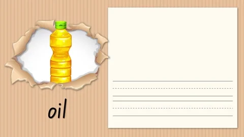 Educational Animation Teaching the Letter O with a Cooking Oil Bottle Stock Footage 335344042