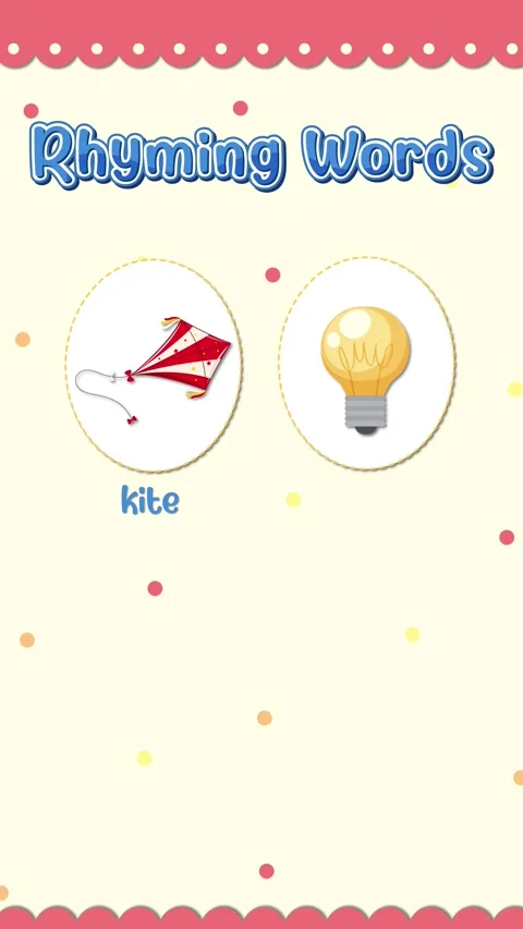 Educational Animation Teaching Rhyming Words with Kite Light Night and Sight Stock Footage 335682252