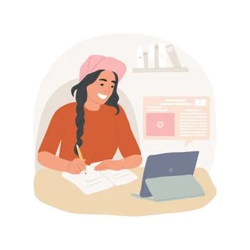 Educational app isolated cartoon vector illustration. Ilustración de archivo