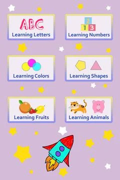 Educational application for kids. Bright menu illustration Illustrazione stock