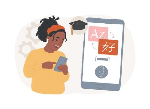 Educational apps isolated cartoon vector illustrations. Ilustración de archivo