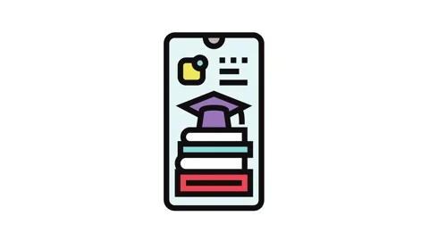 Educational apps online learning platform color icon animation Stock Footage 326105333