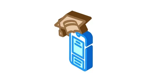Educational apps online learning platform isometric icon animation Stock Footage 327276865