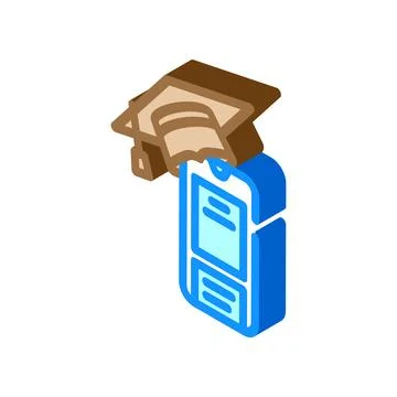 Educational apps online learning platform isometric icon vector illustration Illustrazione stock