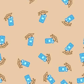 Educational apps online learning platform vector seamless pattern Stock Illustration