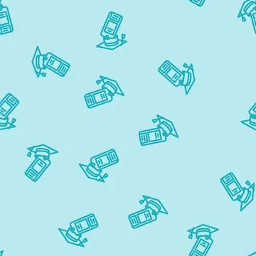 Educational apps online learning platform line vector seamless pattern Stock Illustration