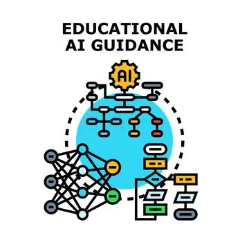 Educational artificial intelligence guidance system concept Stock Illustration