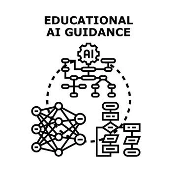 Educational artificial intelligence guidance system concept Stock Illustration