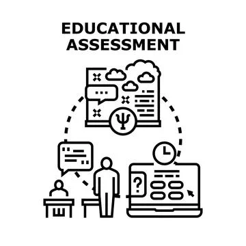 Educational assessment concept evaluating student learning progress Stock Illustration