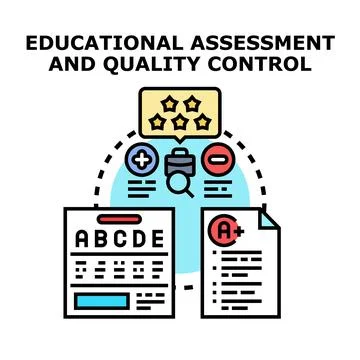 Educational assessment process evaluating student academic performance Stock Illustration