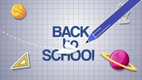 Educational Back to School Animated background with science and educational Stock Illustration