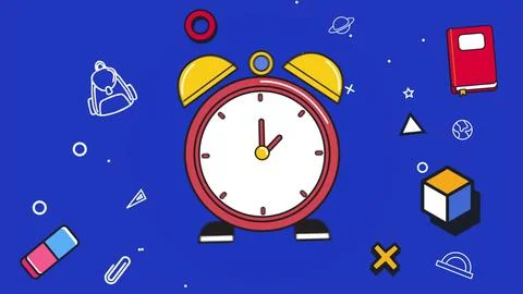 Educational Back to School animated blue background with science and educational 스톡 일러스트