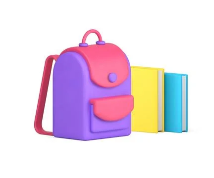 Educational backpack with paper books stack back to school knowledge learni.. Stock Illustration