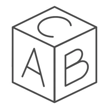 Educational block thin line icon. Toy cube vector illustration isolated on white Stock Illustration