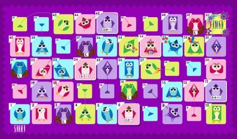 Educational board shapes owl Stock Illustration