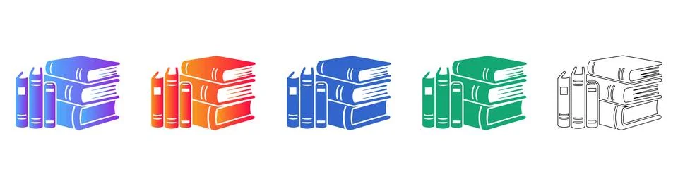 Educational Book Stack Icon Collection Stock Illustration