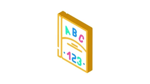 Educational book toy child isometric icon animation Stock Footage 327293103
