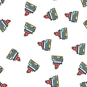 Educational books and apple vector seamless pattern Stock Illustration