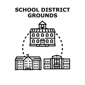 Educational buildings forming a school district concept Stock Illustration