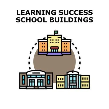 Educational buildings symbolizing learning success and academic network Ilustración de archivo