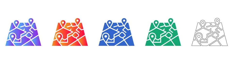 Educational Campus Mapping Icon Set Stock Illustration