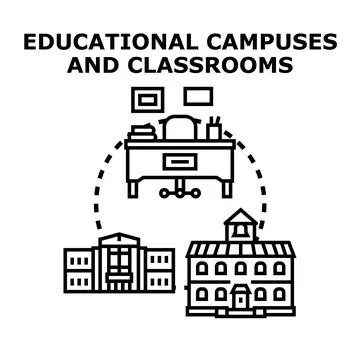 Educational campuses and classroom facilities concept illustration Stock Illustration