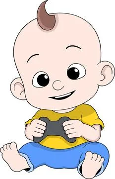 Educational Cartoon Vector Giving Video Games to Children for Learning Illustrazione stock