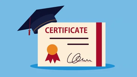 Educational certificate with graduation cap motion graphic symbolizing acad.. Видео 334541945