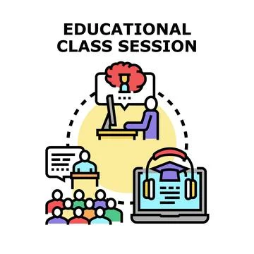 Educational class session with online learning and group study イラスト素材