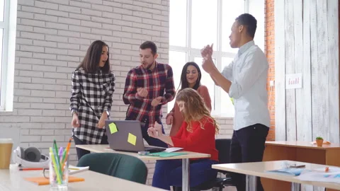 Educational class at the university. young students are discussing the Stock Footage 86866028