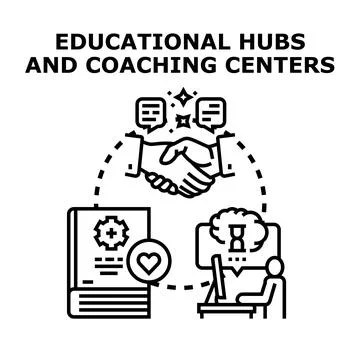 Educational coaching centers and learning hubs developing knowledge Stock Illustration