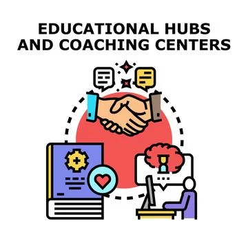 Educational coaching centers and learning hubs developing knowledge Stock Illustration