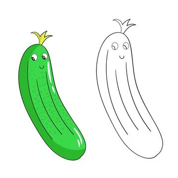 Educational coloring book cucumber vector Stock Illustration