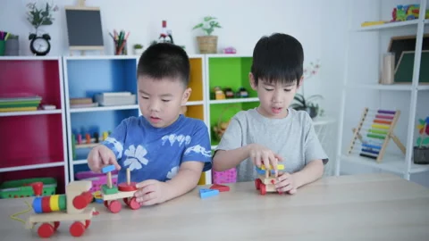 Educational concept of 4k Resolution. Asian kindergarten children are playi.. Stock Footage 232891295