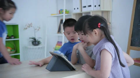 Educational concept of 4k Resolution. kindergarten teacher teaching childre.. Stock Footage 236961005