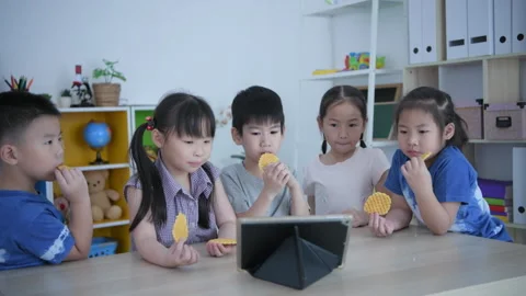 Educational concept of 4k Resolution. kindergarten teacher teaching childre.. Stock Footage 242191682