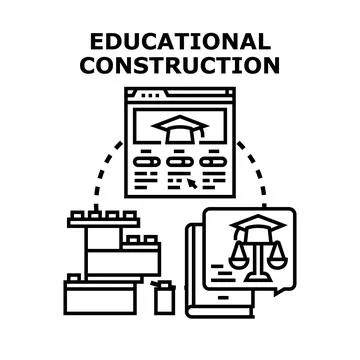 Educational construction building blocks online learning concept 库存插图