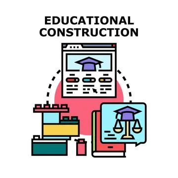 Educational construction building blocks online learning concept Stock Illustration