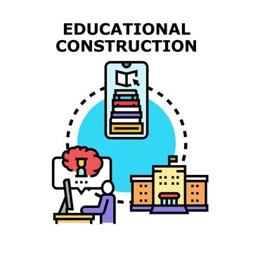 Educational construction concept developing learning and knowledge 库存插图